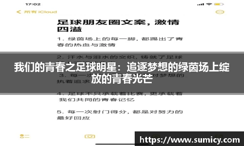 我们的青春之足球明星：追逐梦想的绿茵场上绽放的青春光芒
